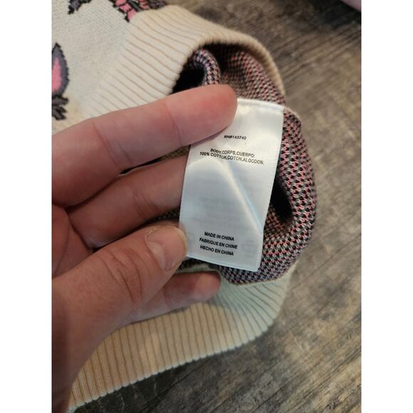 English factory long sleeve fitted sweater dress new womens medium cream pink - Picture 5 of 7